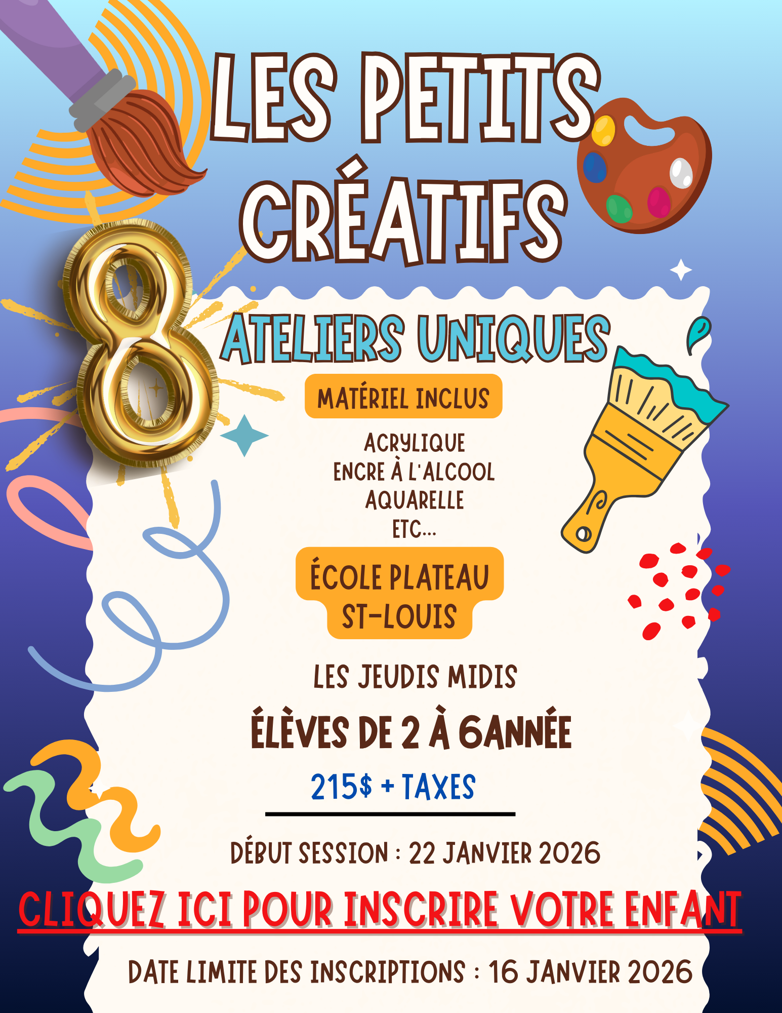 ÉCOLE PLATEAU ST-LOUIS | Hiver 2026 | JEUDI MIDI 2e à 6e année