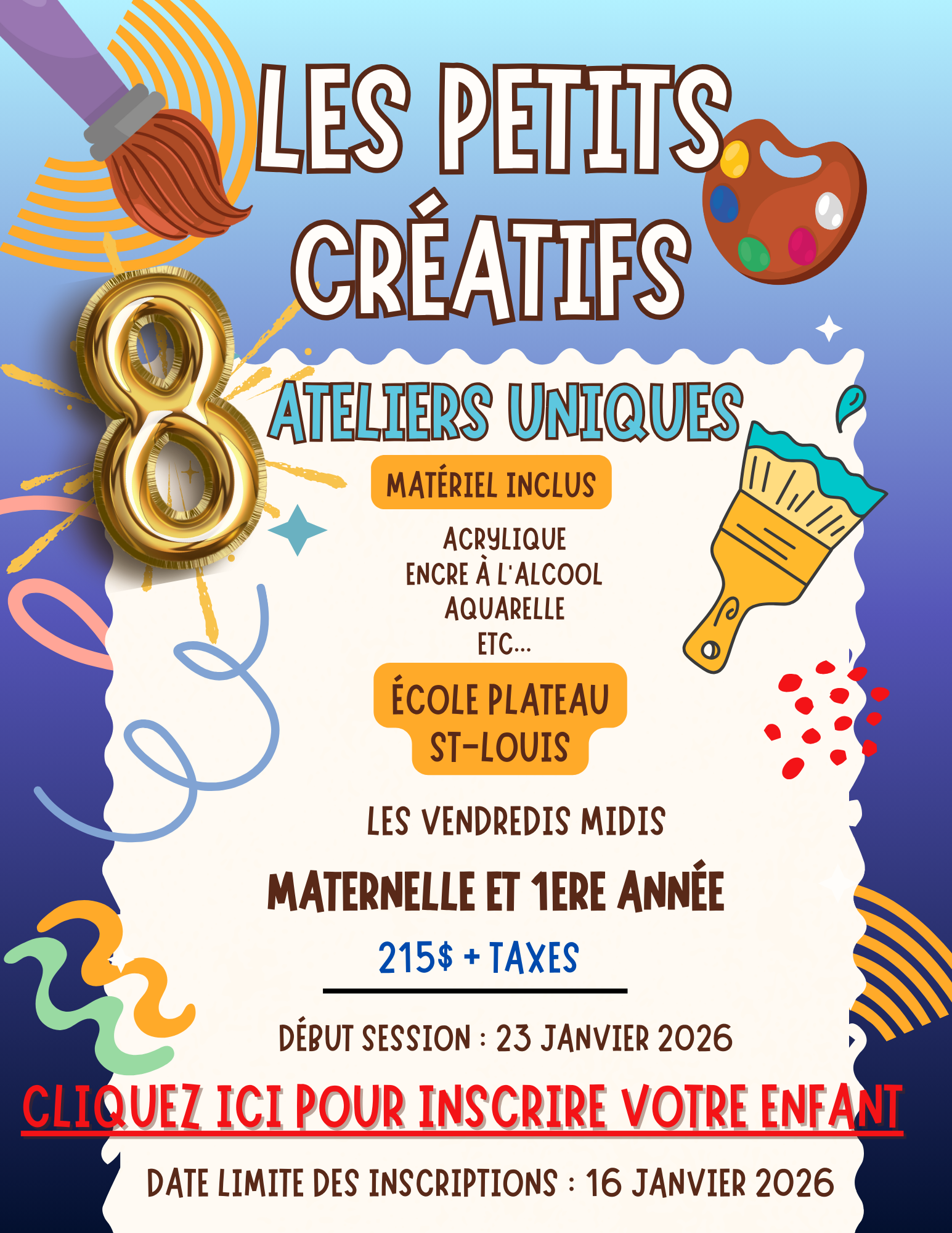 ÉCOLE PLATEAU ST-LOUIS | Hiver 2026 | VENDREDI MIDI Maternelle et 1ere année